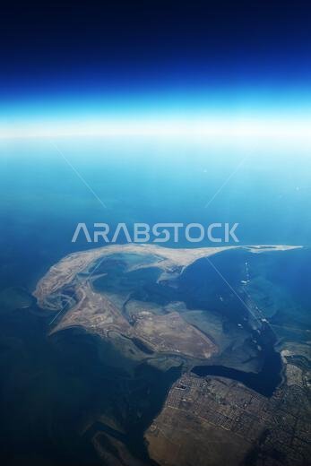 Aerial view of Al Batinah Island and the Jubail Marine area in Saudi Arabia.