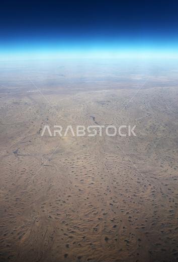 Aerial view of the vast Arabian desert in Saudi Arabia.