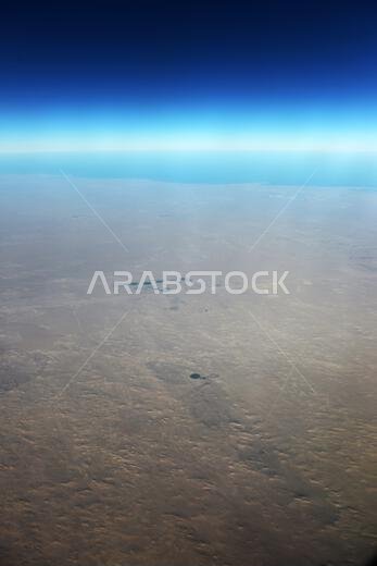 Aerial view of the vast Arabian desert in Saudi Arabia.
