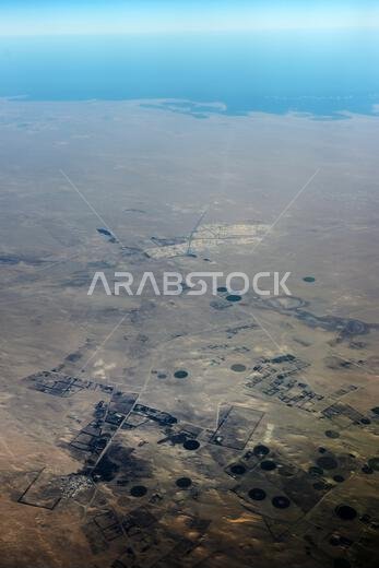 Aerial view of the vast Arabian desert in Saudi Arabia.