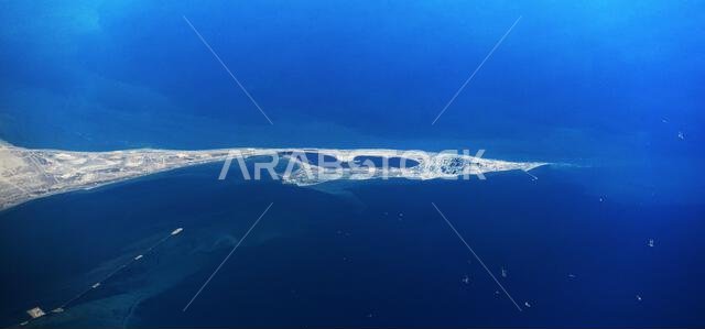 Aerial view of Al Batinah Island and the Jubail Marine area in Saudi Arabia. Aerial view of Al Batinah Island and the Jubail Marine area in Saudi Arabia.