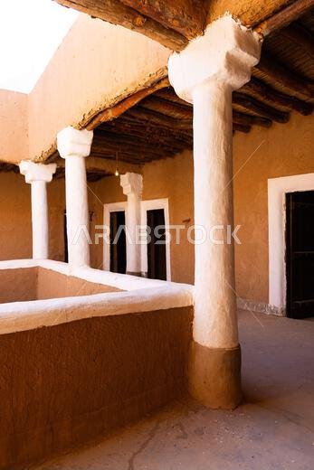 Ushaiger, Ar Riyadh in Saudi Arabia. A traditional restored village made of clay bricks. Ushaiger is one of the Heritage Villages in the Kingdom of Sa