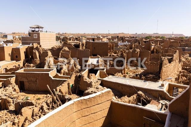 Ushaiger, Ar Riyadh in Saudi Arabia. A traditional restored village made of clay bricks. Ushaiger is one of the Heritage Villages in the Kingdom of Sa