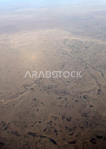 Aerial view of the vast Arabian desert in Saudi Arabia.