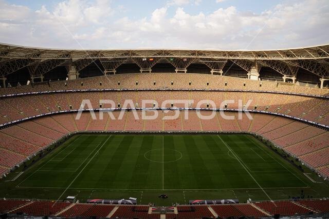 A general view from inside of the King Abdullah Sports City stadium ahead of the Spanish Super Cup final match El Clasico between FC Barcelona and Real Madrid.