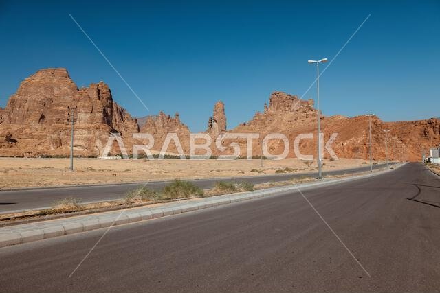 Scenic Road Through AlUlas Majestic Rock Formations Saudi Arabia Scenic Road Through AlUlas Majestic Rock Formations Saudi Arabia