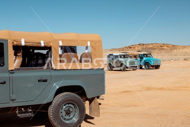 Classic Off-Road Jeeps in AlUla, Saudi Arabia Desert Safari Adventure