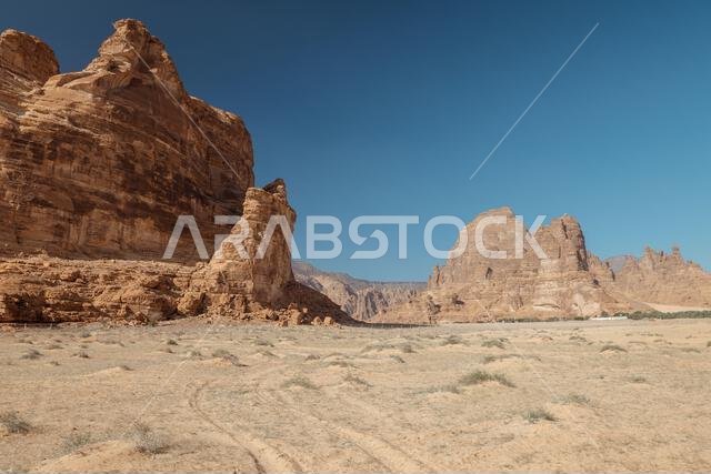  Majestic Rocky Desert Landscape with Dramatic Mountains. Saudi Arabia. AlUla.