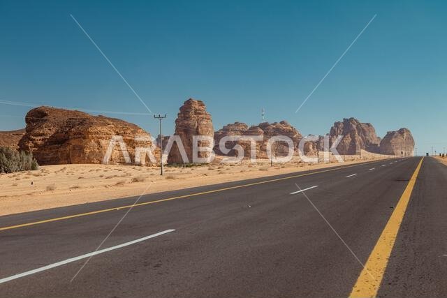 Scenic Road Through AlUlas Majestic Rock Formations Saudi Arabia Scenic Road Through AlUlas Majestic Rock Formations Saudi Arabia