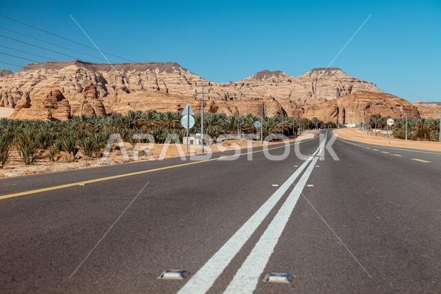 Scenic Road Through AlUlas Majestic Rock Formations Saudi Arabia Scenic Road Through AlUlas Majestic Rock Formations Saudi Arabia