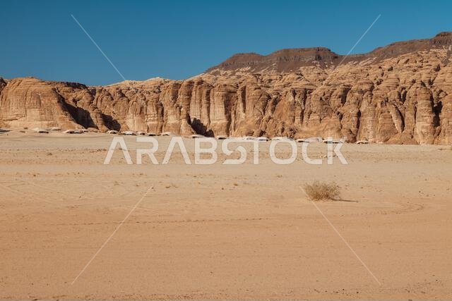 Majestic Rocky Desert Landscape with Dramatic Mountains. Saudi Arabia. AlUla. Majestic Rocky Desert Landscape with Dramatic Mountains. Saudi Arabia. AlUla.