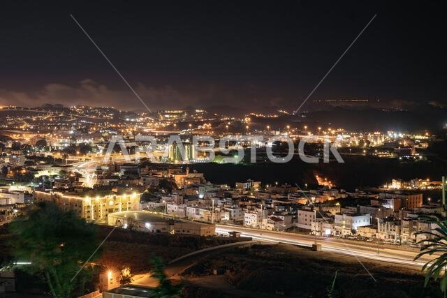 Abha City at Night A Stunning Skyline of Lights
