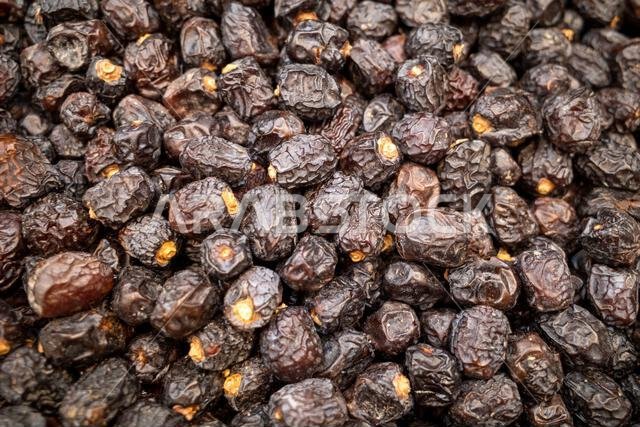 Sweet dates fruit in Dates Shop, Makkah City, Saudi Arabia in hajj season.