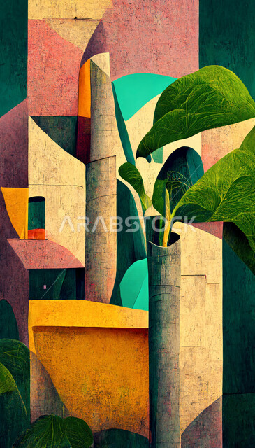 صورة مقربة للوحة فنية ابداعية ، التجريد بأسلوب التكعيب ، رسوم فنية ، فن تشكيلي ، لوحة فنية جدارية ، لوحات رسم ، معارض و فنون 