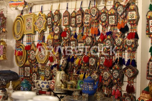 Jeddah , Saudi Arabia - Feb 7, 2025 : Beautiful Traditional Ramadan Light Lamp in shop. Antique goods market - People visit a lantern market ahead of
