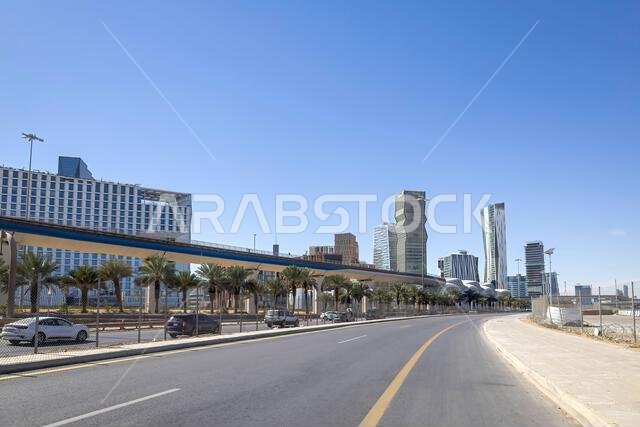 Beautiful New Riyadh Skyline after sunset. Riyadh city towers KAFD in Saudi Arabia