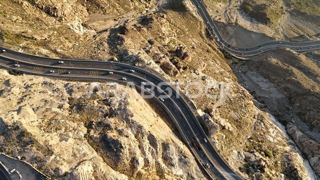 Al Taif drone Aerial view, Al Hada Mountain in Taif City top view, Saudi Arabia with Beautiful View of Mountains and Al Hada road to Mecca, Saudi tour