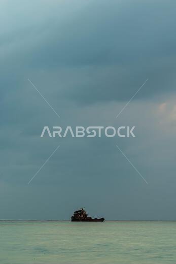 Red Sea shore shipwreck in Jeddah, Saudi Arabia