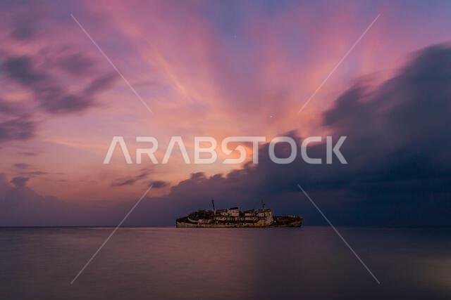 Red Sea shore shipwreck in Jeddah, Saudi Arabia