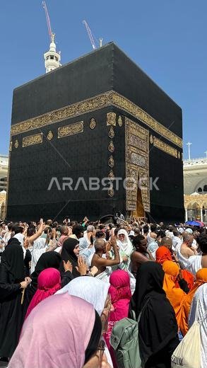 يؤدي الحجاج المسلمون طواف الكعبة المشرفة بعد صلاة الفجر في المسجد الحرام بمكة المكرمة. الحمد لله الذي خلق السماوات