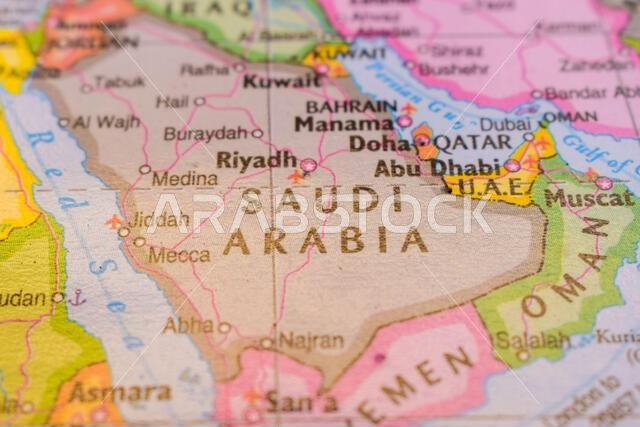 المملكة العربية السعودية على خريطة العالم - الخريطة الجيوسياسية