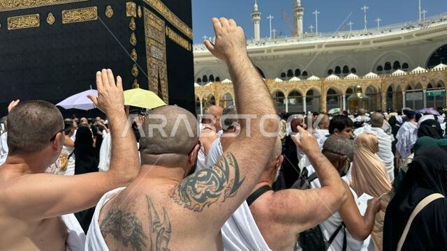 Muslim pilgrims perform Tawaf around the Kaaba after dawn prayer at Masjid al-Haram in Makkah, Saudi Arabia. Muslims worldwide face the Kaaba in