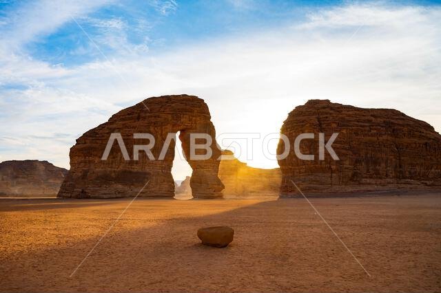 View of rock formations against sky, Elephant Rock from Al Ula, Saudi Arabia