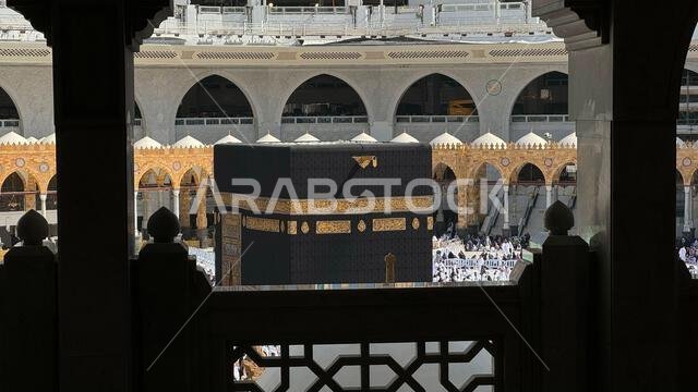 Muslim pilgrims perform Tawaf around the Kaaba after dawn prayer at Masjid al-Haram in Makkah, Saudi Arabia. Muslims worldwide face the Kaaba in