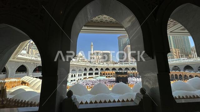 Muslim pilgrims perform Tawaf around the Kaaba after dawn prayer at Masjid al-Haram in Makkah, Saudi Arabia. Muslims worldwide face the Kaaba in