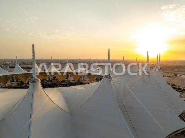 Aerial View of Riyadh Stadium Sunset