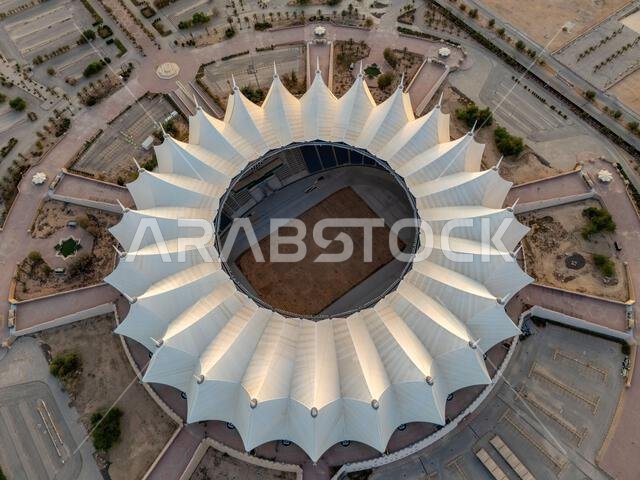 Aerial View of Riyadh Stadium Sunrise