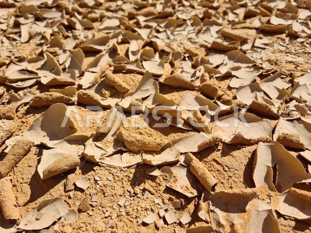Warped Cracked Sun Baked and Dry Earth in Saudi Desert