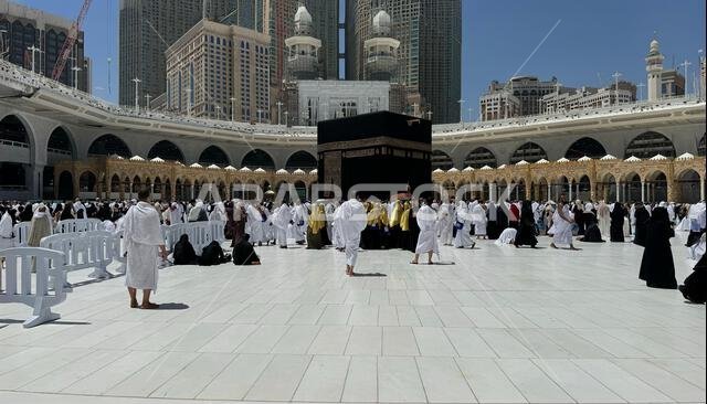 Muslim pilgrims perform Tawaf around the Kaaba after dawn prayer at Masjid al-Haram in Makkah, Saudi Arabia. Muslims worldwide face the Kaaba in