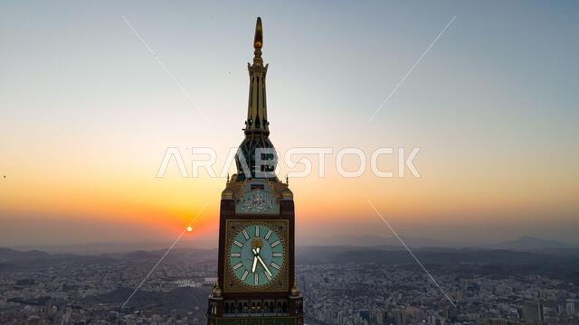 Aerial view Mecca skyline , Makkah city Saudi Arabia -  Makkah Clock Tower and hotels  - Masjid Al Haram drone photo