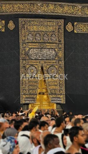 Mecca, Saudi Arabia - May 02, 2024 : The door of the Kaaba called "Multazam" at Grant holy mosque Al-Haram in Mecca Saudi Arabia. 