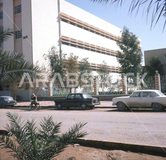 مبنى مرفق العلوم، جامعة الرياض، الرياض، المملكة العربية السعودية، في ستينيات القرن العشرين. تأسست الجامعة، وهي الأولى في البلاد، عام 1957 على يد الملك سعودي بن عبد العزيز. مبنى مرفق العلوم، جامعة الرياض، الرياض، المملكة العربية السعودية، في ستينيات القرن العشرين. تأسست الجامعة، وهي الأولى في البلاد، عام 1957 على يد الملك سعودي بن عبد العزيز.