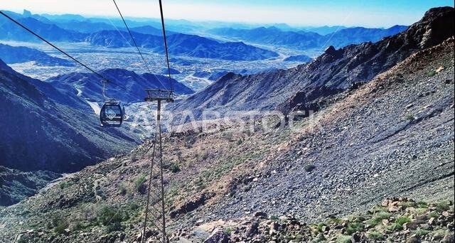 Taif, Saudi Arabia - December 27th 2022: Taif scenery view from Al Hada Cable Car.