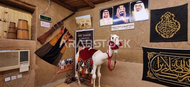 Mecca, Saudi Arabia - December 28th, 2022: Traces of ancient Arab civilization in Alamoudi Museum, Mecca, Saudi Arabia.