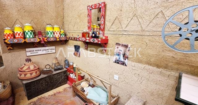 Mecca, Saudi Arabia - December 28th, 2022: Traces of ancient Arab civilization in Alamoudi Museum, Mecca, Saudi Arabia.