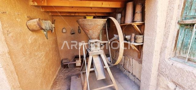 Mecca, Saudi Arabia - December 28th, 2022: Traces of ancient Arab civilization in Alamoudi Museum, Mecca, Saudi Arabia.