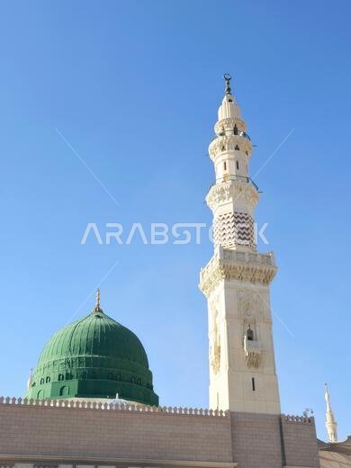 The Prophet's Mosque al-Masjid al-Nabawi, the second mosque built by the Islamic prophet Muhammad in Medina, after the Quba Mosque, the second largest