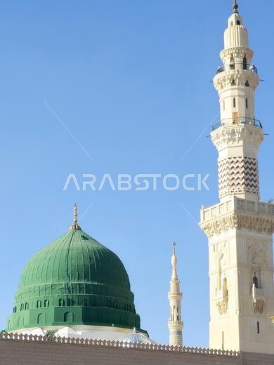 The Prophet's Mosque al-Masjid al-Nabawi, the second mosque built by the Islamic prophet Muhammad in Medina, after the Quba Mosque, the second largest