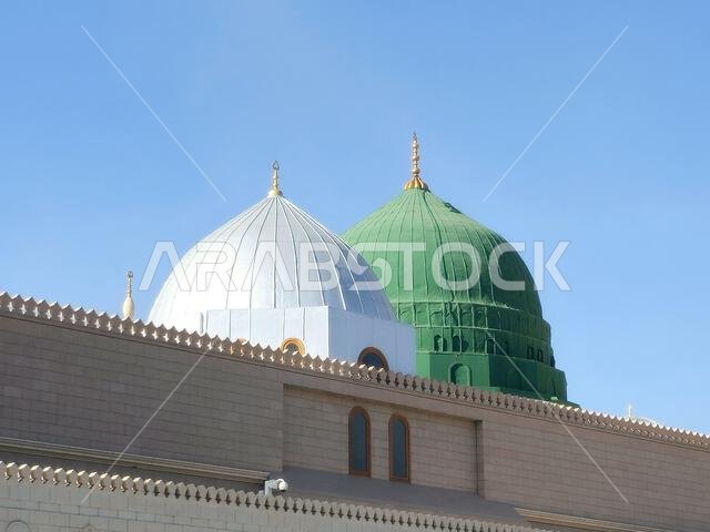 The Prophet's Mosque al-Masjid al-Nabawi, the second mosque built by the Islamic prophet Muhammad in Medina, after the Quba Mosque, the second largest