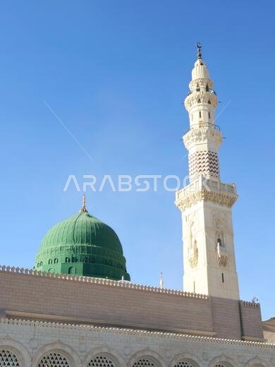 The Prophet's Mosque al-Masjid al-Nabawi, the second mosque built by the Islamic prophet Muhammad in Medina, after the Quba Mosque, the second largest