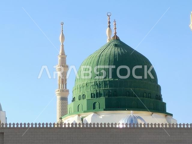 The Prophet's Mosque al-Masjid al-Nabawi, the second mosque built by the Islamic prophet Muhammad in Medina, after the Quba Mosque, the second largest