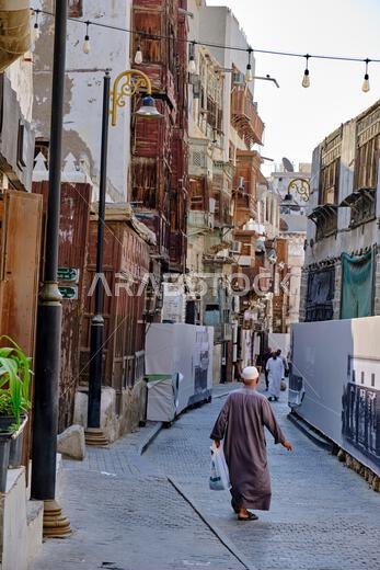 Saudi Arabia, Makkah Province, Jeddah, the historic old town of Al-Balad, UNESCO World Heritage Site, traditional houses