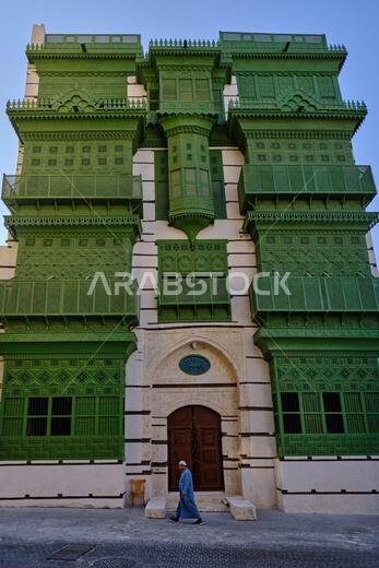 Saudi Arabia, Makkah Province, Jeddah, the historic old town of Al-Balad, UNESCO World Heritage Site, traditional houses