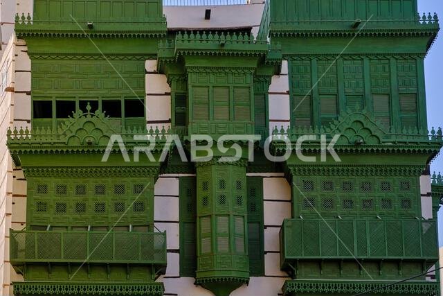 Saudi Arabia, Makkah Province, Jeddah, the historic old town of Al-Balad, UNESCO World Heritage Site, traditional houses