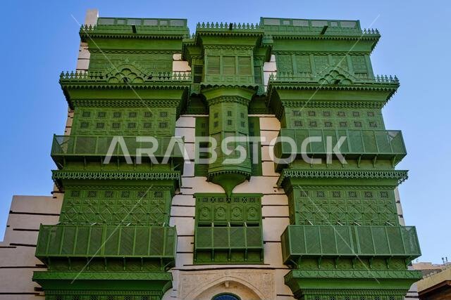 Saudi Arabia, Makkah Province, Jeddah, the historic old town of Al-Balad, UNESCO World Heritage Site, traditional houses