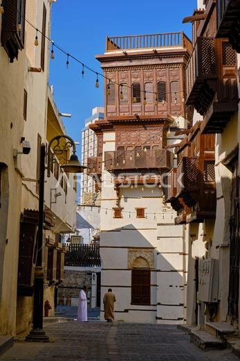 Saudi Arabia, Makkah Province, Jeddah, the historic old town of Al-Balad, UNESCO World Heritage Site, traditional houses